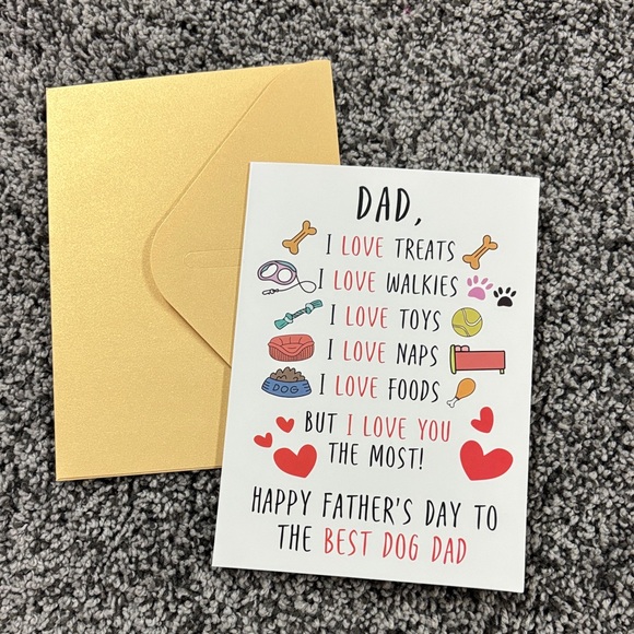 Dad dog Father's Day Card with Gold Envelope - Picture 1 of 1